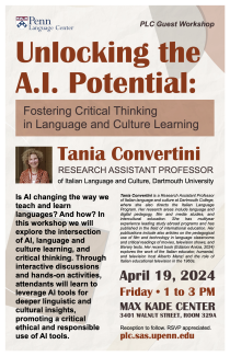 Lecture flyer with neutral tones and photo of curly haired woman